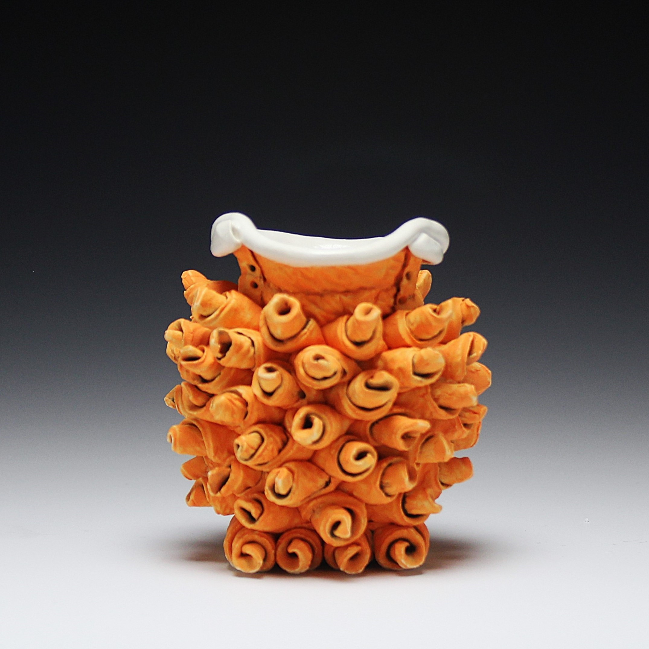 Hill Urchin vase orange Nancy Adams Heron on Acorn Box